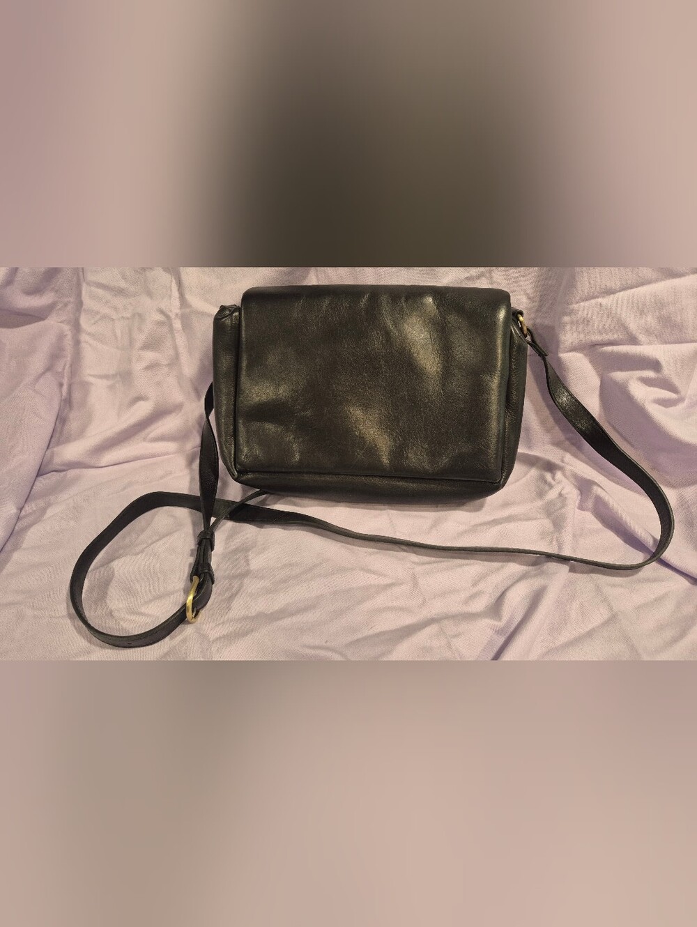 Black Leather Crossbody Bag - Classic Minimalist Style